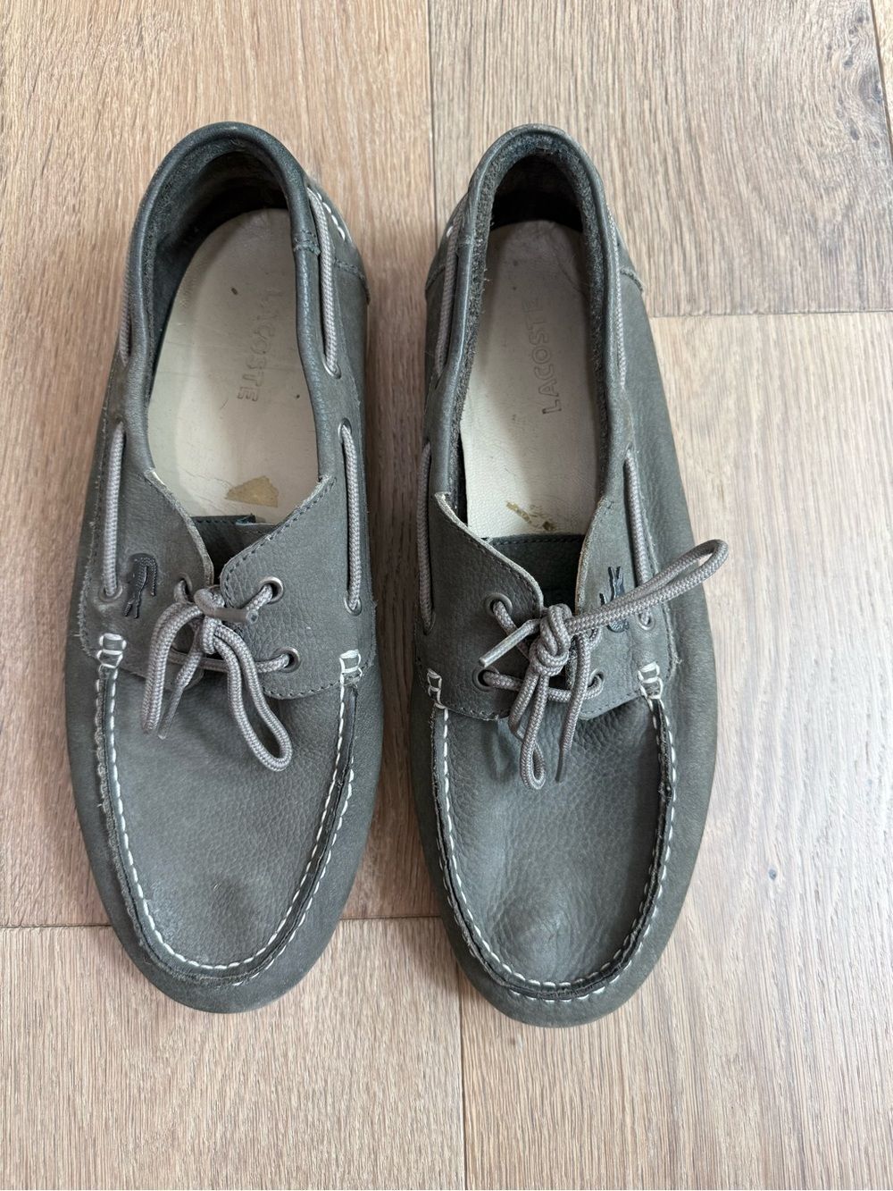 Lacoste Men's Charcoal Leather Boat Shoes